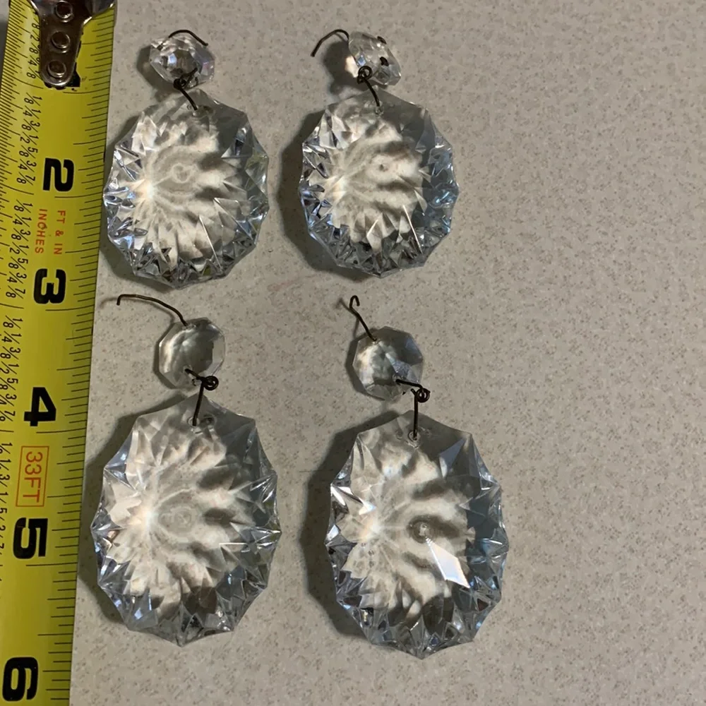 4 large vintage two piece oval crystals (173)